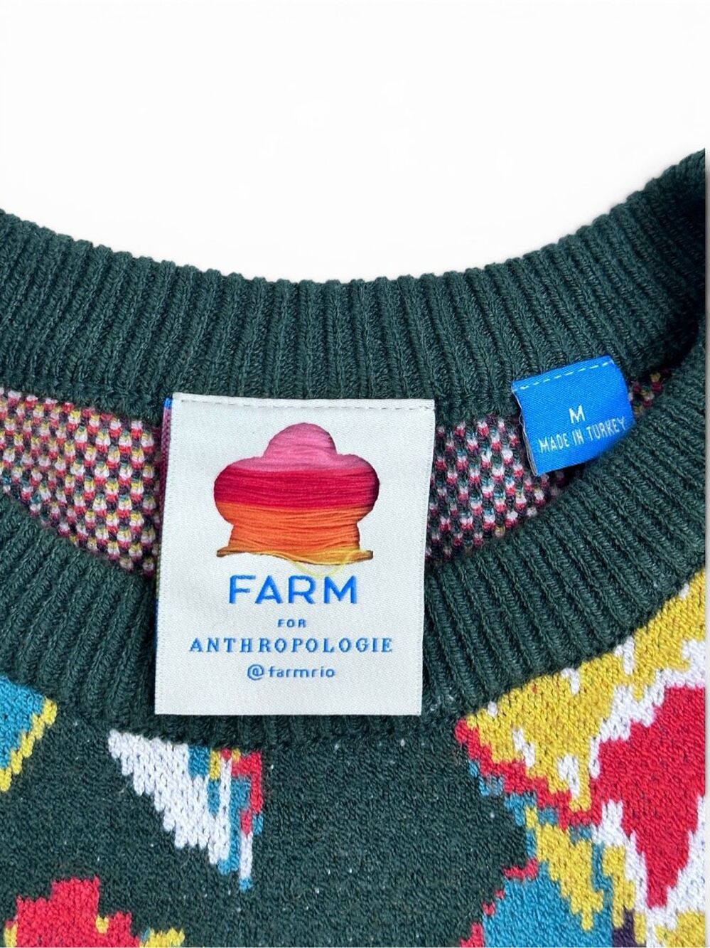 FARM Rio Anthropologie Margarita Floral Puff Sleeve Sweater M Cottage Artsy - Picture 4 of 16